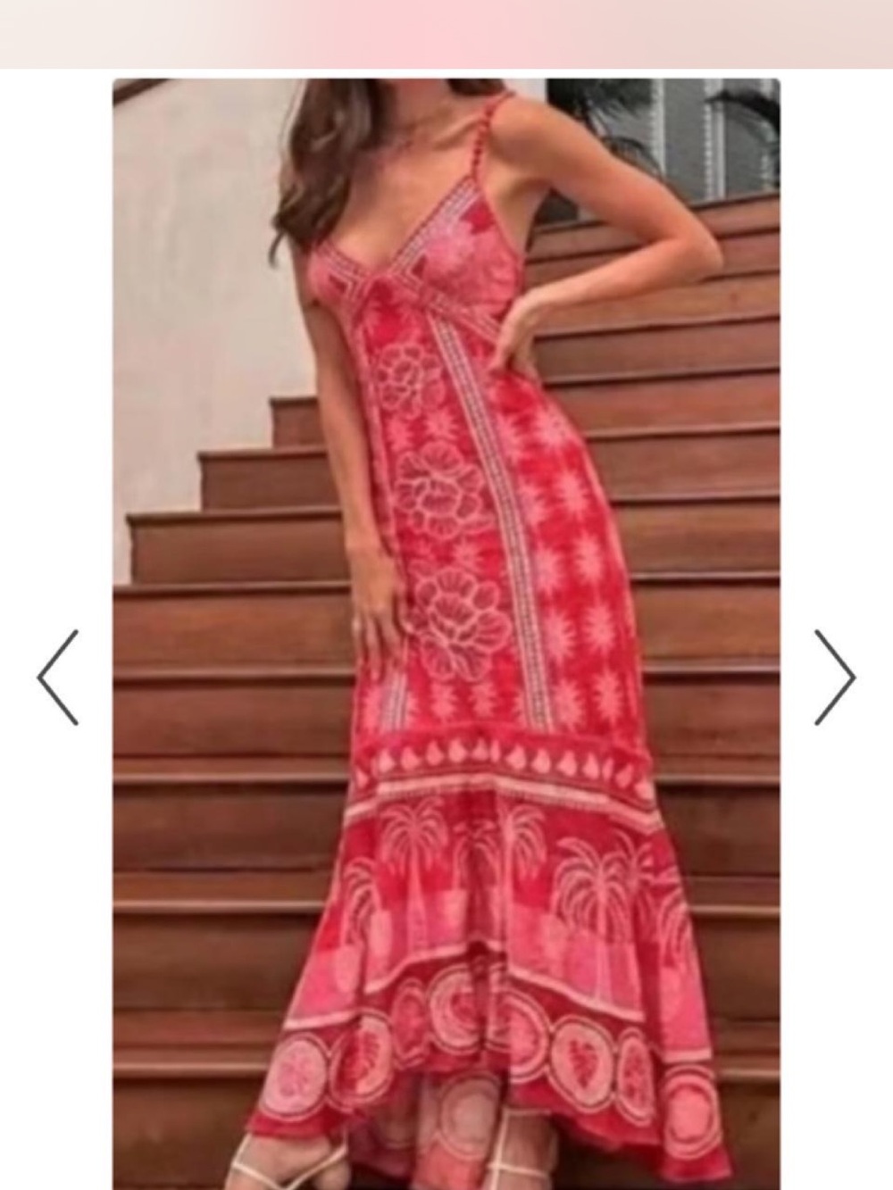 Farm Rio Red Printed Maxi Dress with Spaghetti Straps